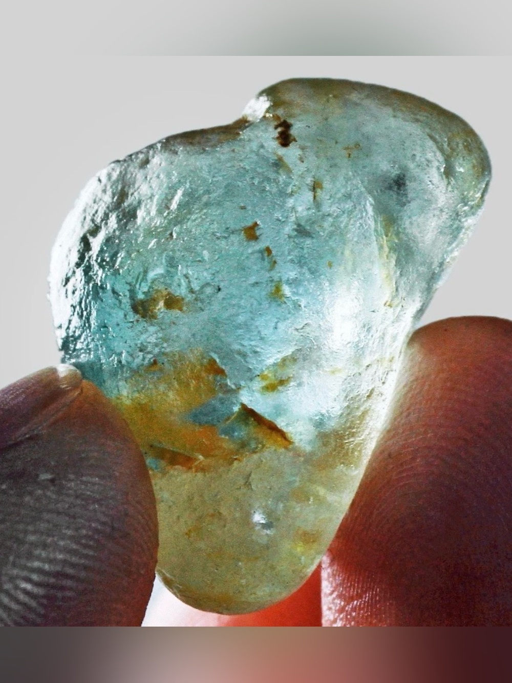 51ct Blue Topaz in rough on Slight Matrix natural un-heated.